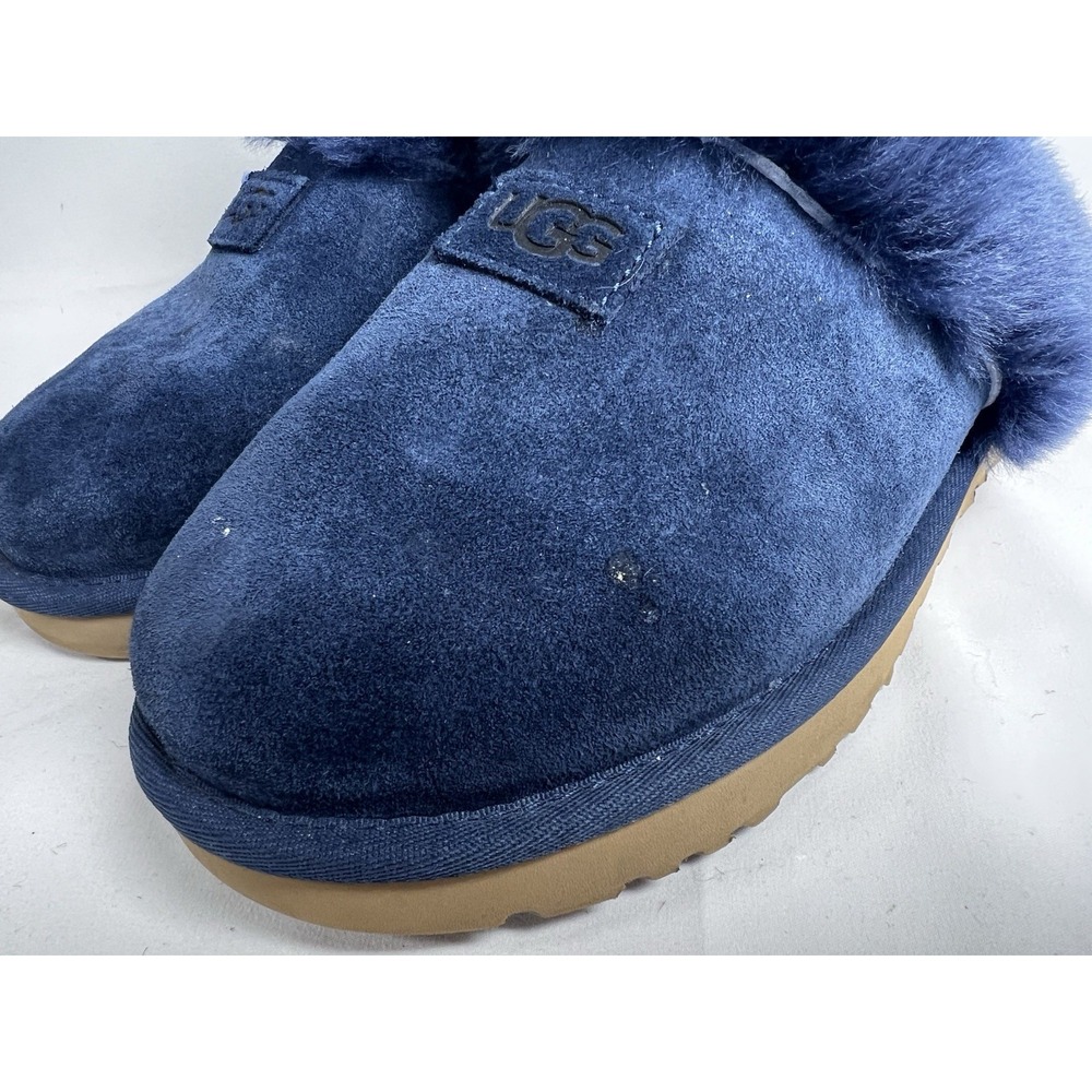 UGG AUSTRALIA REAL Sheepskin! Slide Slippers  Womens Sz 9 Shoes Navy VGUC - Picture 5 of 15